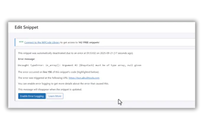 debug error